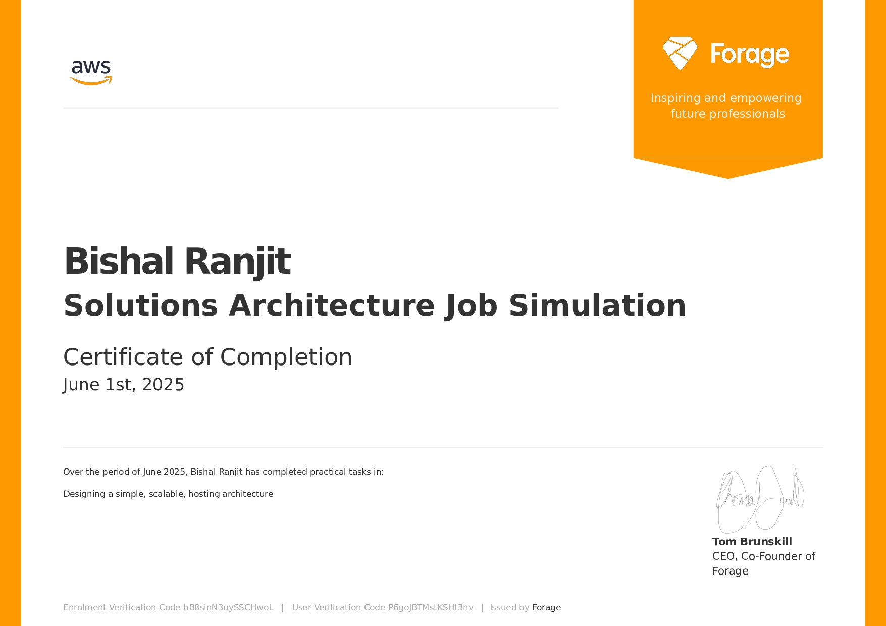 Solutions Architecture Job Simulation Certificate